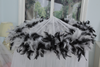 Mosquiteros con dosel superior de plumas negras colgantes grandes para cama doble