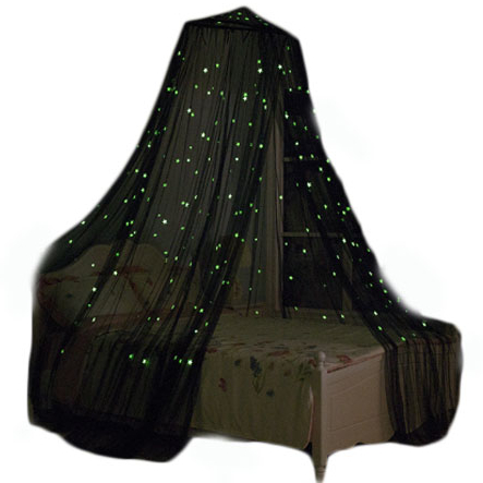 Venta caliente luminoso Stas decoración cama dosel plegable protección mosquiteros