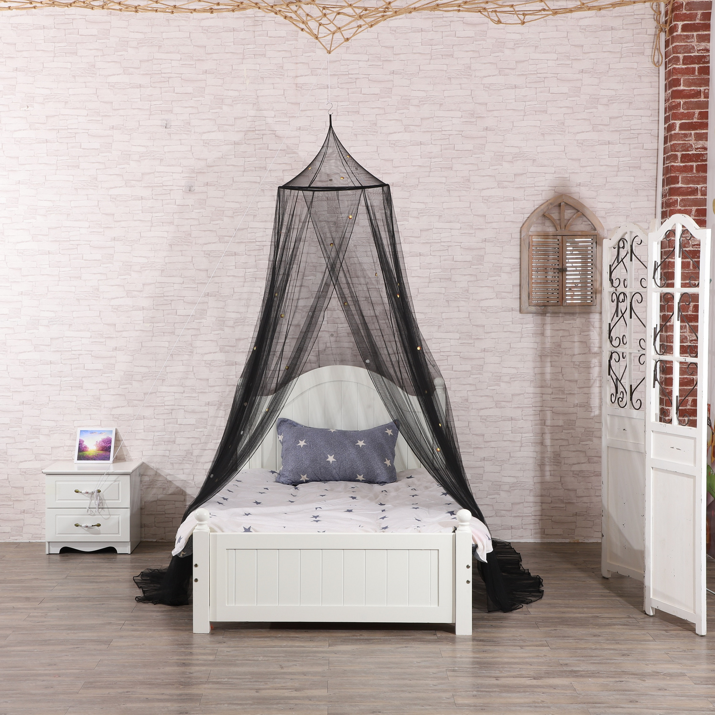 Populares luciérnagas que brillan intensamente encantadores niños cama toldos dormitorio colgante mosquitera red para niños niñas