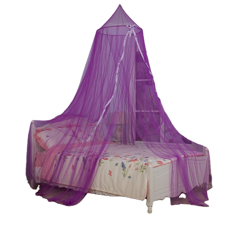 Cama con dosel de buena calidad estilo princesa cinta rosa mosquitera cortina
