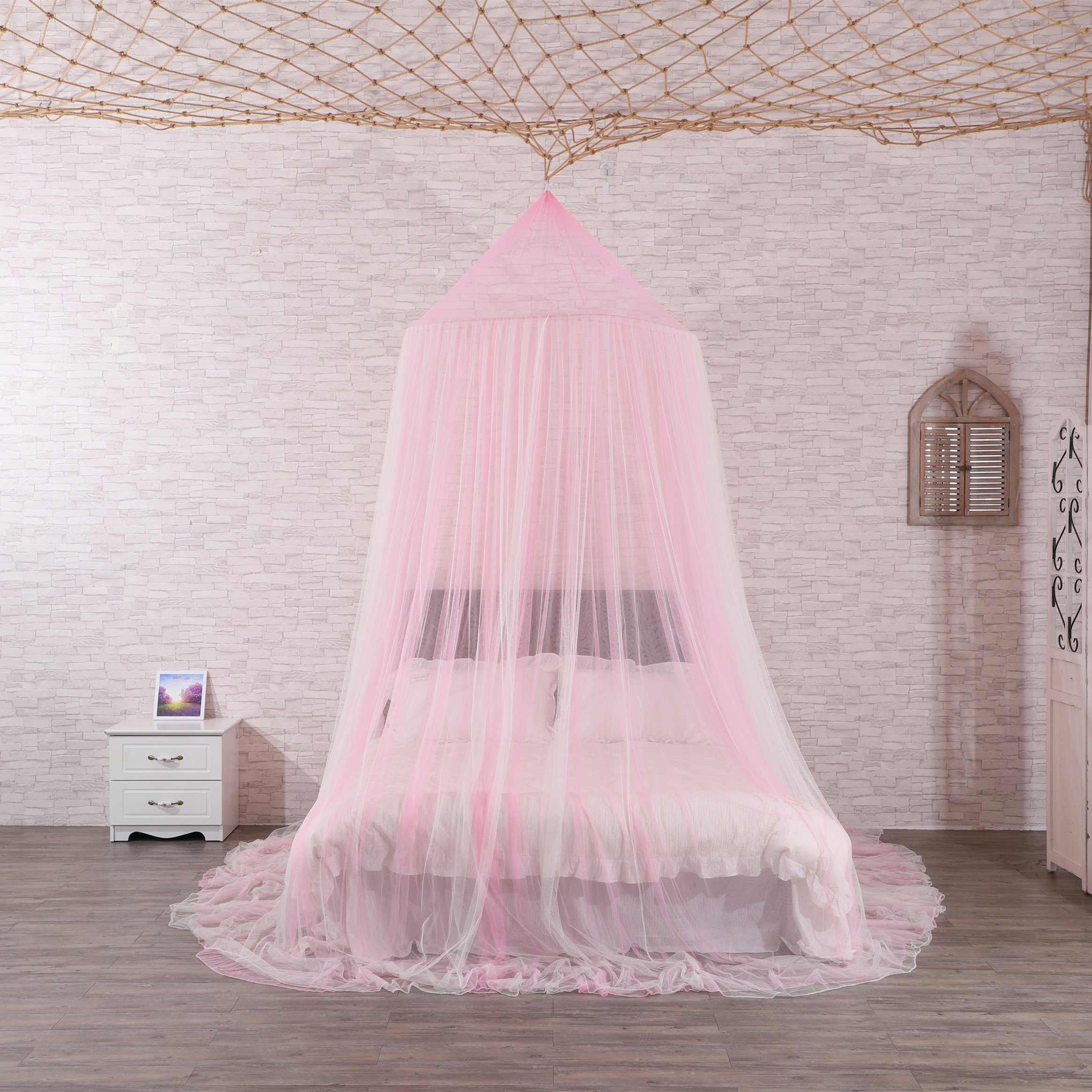 2020 nueva llegada diseño princesa Dreamy cama dosel colgante mosquitera de malla doble