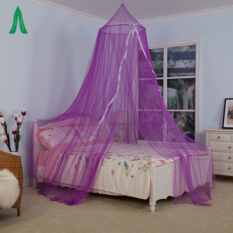Dosel de cama con mosquitera de princesa púrpura con cinta