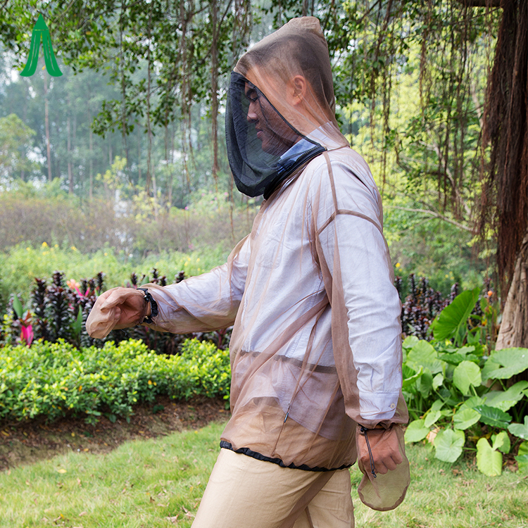 Chaqueta de mosquitera de poliéster con trajes de cuerpo de red de insectos de cabeza