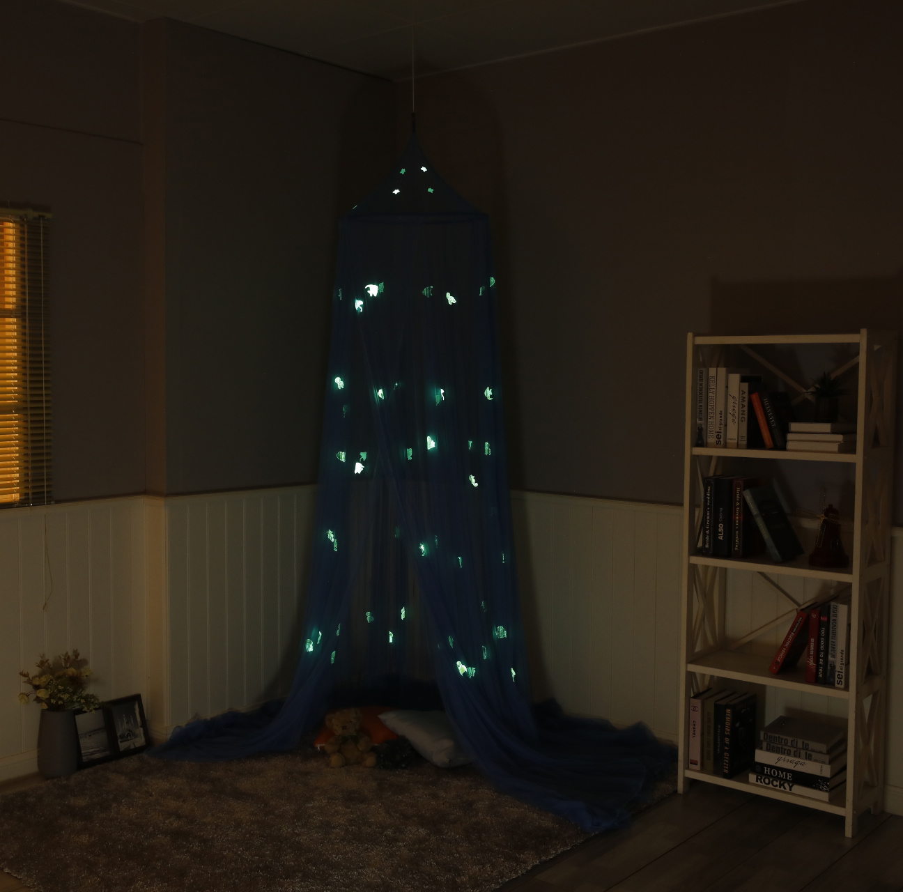 2020 superventas creciente en la oscuridad conjunto de tema de estrellas cama dosel mosquitera