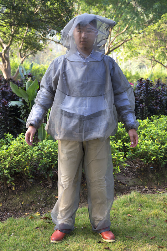 Traje de cubierta completa de mosquitos anti-insectos para acampar al aire libre con red de cabeza