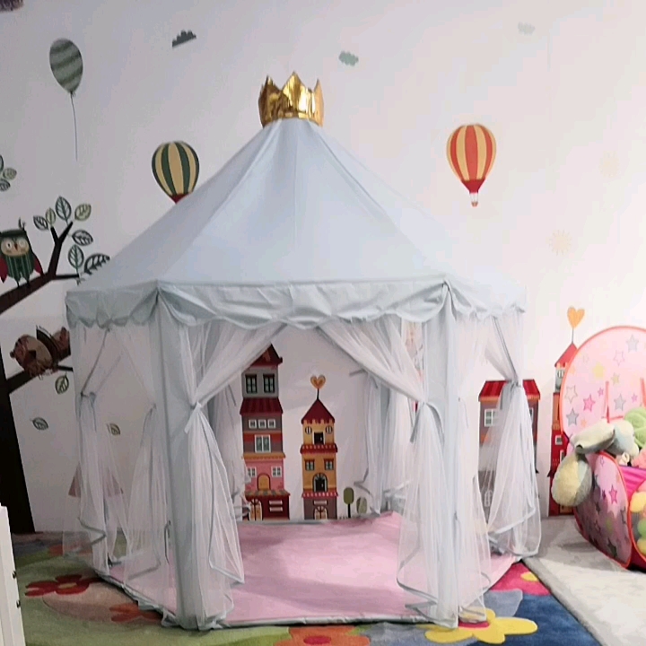 Carpa de princesa Bonus Star Lights Girls Large Hexagon Playhouse Kids Castle Carpa de juego para niños