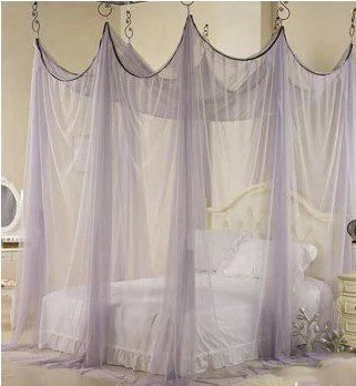 Mosquitera de cortina de cama con parte superior cuadrada de princesa de palacio gris grande de gasa