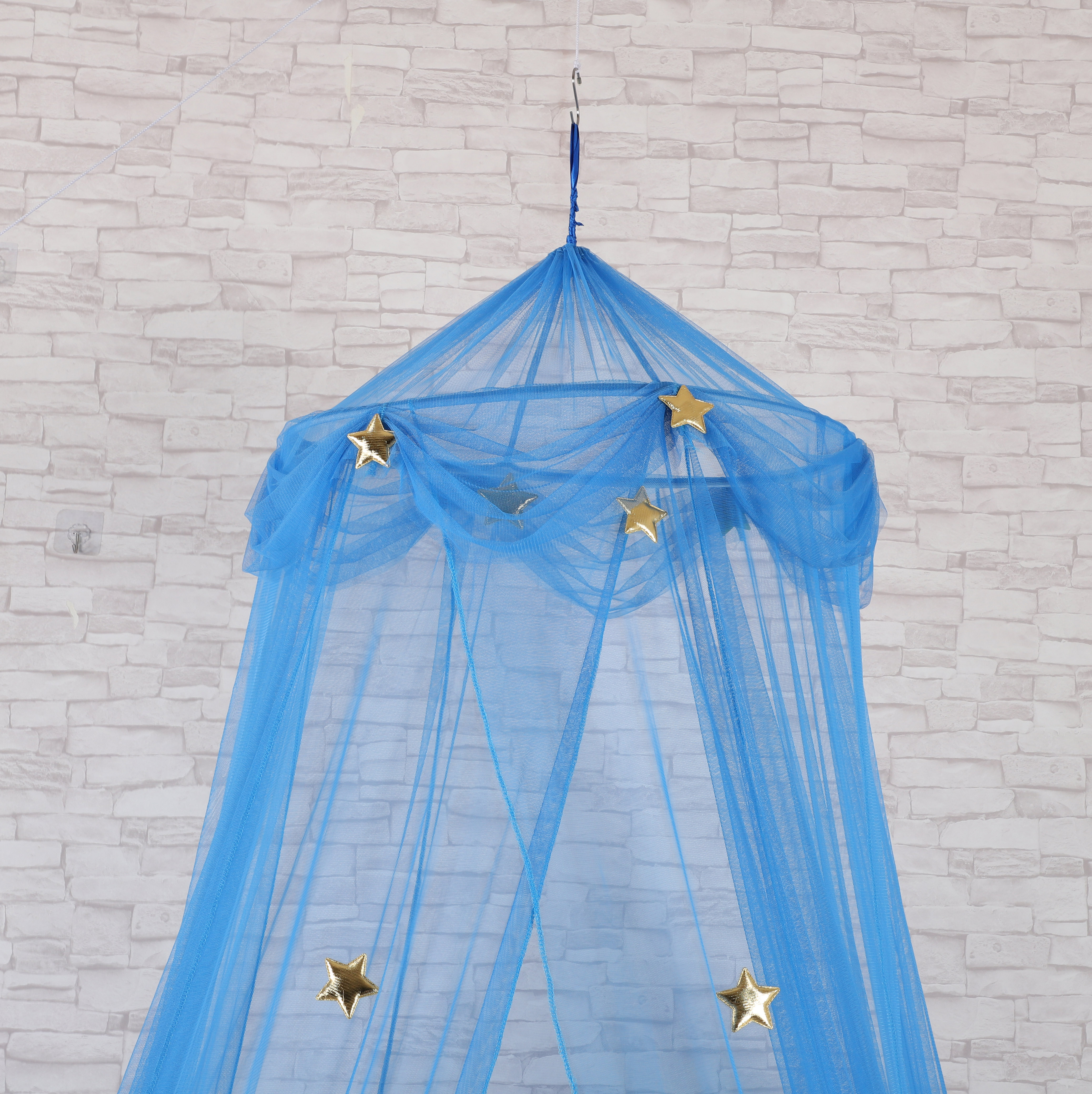 2020 Popular estilo Gloden estrellas decoración circular azul colgante mosquitera