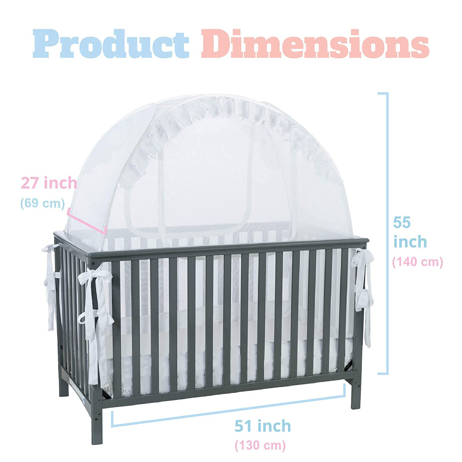 Pop-up Unisex Infant Cuna Carpa Cama de bebé Canopy Netting Cover Mosquito Net para bebé
