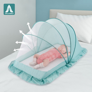 Mosquitera plegable sin instalación para niños pequeños, ventilación y ventilación, gran espacio, cinturón de sombreado, encaje