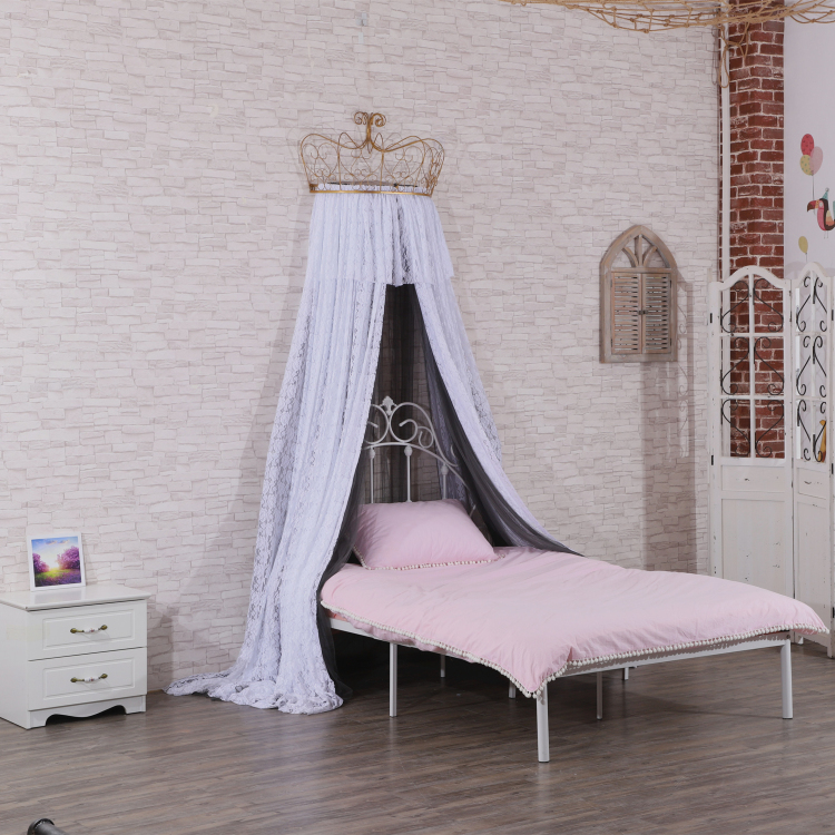 Nuevo estilo de encaje mosquiteras de dos pisos cortinas con dosel de cama con corona superior