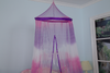 Dosel de cama de corona con mosquitera de estilo teñido anudado colgante de princesa de lujo para niñas
