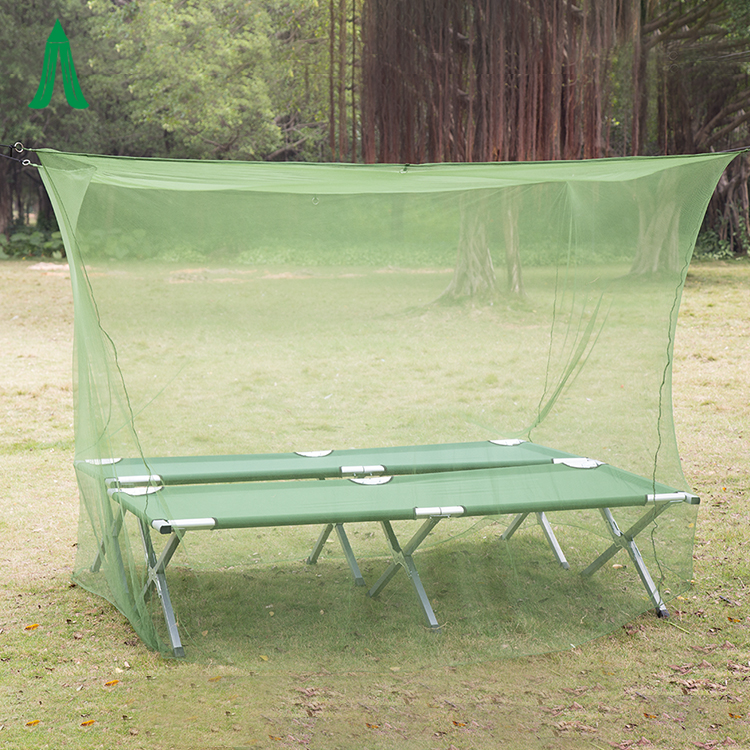 Mosquitera de tienda de campaña de viaje al aire libre personalizada verde con borde