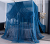 Lujoso estilo europeo azul rey reina tamaño adulto dormitorio rectángulo colgando mosquiteras mosquiteras