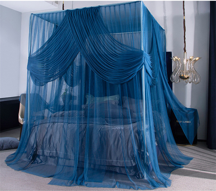 Lujo estilo europeo azul rey reina tamaño adulto dormitorio rectángulo colgante mosquitero mosquiteros