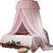 Luces LED de encaje rosa de lujo, toldos de cama con cúpula tamaño King Queen, mosquiteras colgantes para dormitorio de princesa