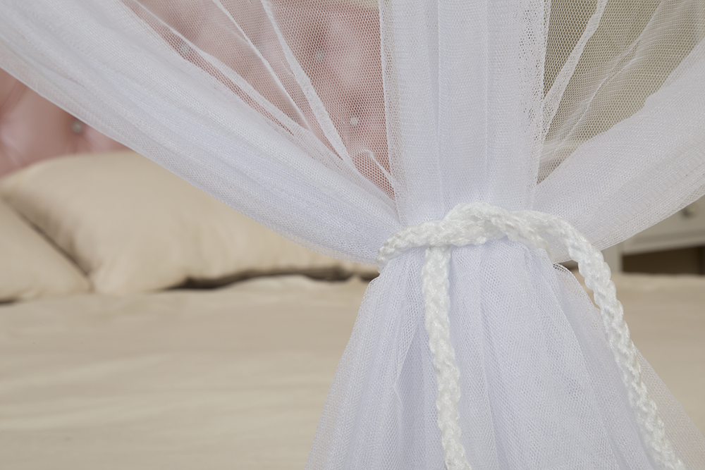 Elegante juego de dosel para cama con red protegida contra mosquitos con poste de cuatro esquinas, beige, Full/Queen/King