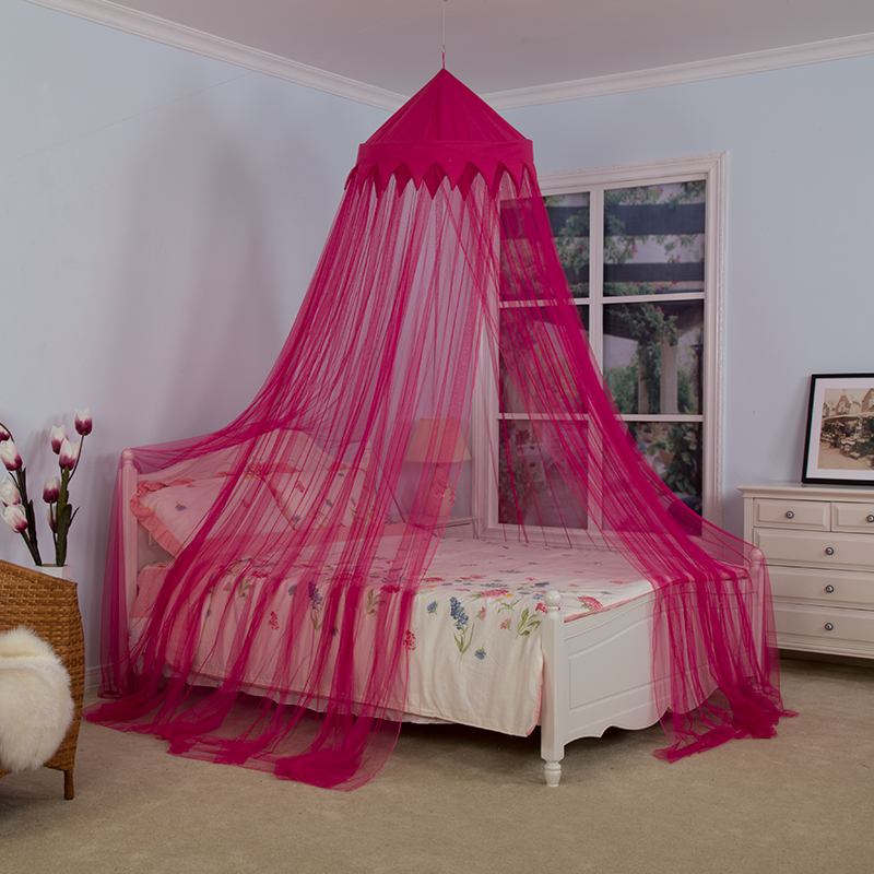 Ins Simple Crown TC Spire Canopy Sheer Mesh Dormitorio interior Cama doble individual Baby Girl "s Bed Canopy Decoración Mosquitera
