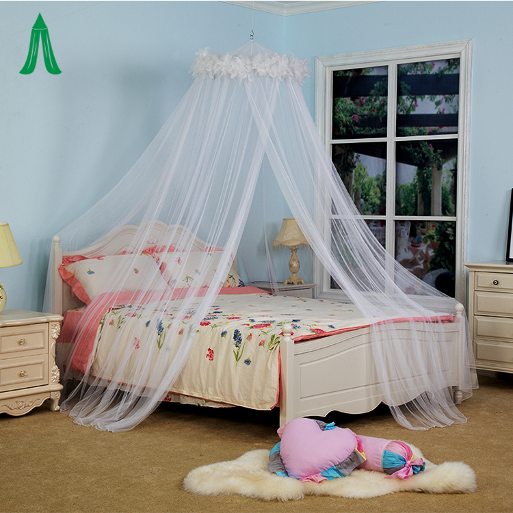 Mosquitera colgante de plumas blancas para adultos/barra de mosquitos/cortina de cama