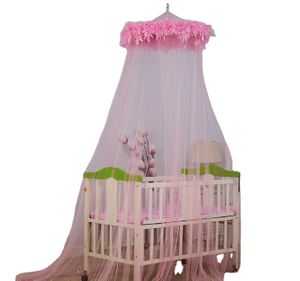 Mosquiteras seguras para bebés para niñas, cortinas con dosel de cama rosa con plumas