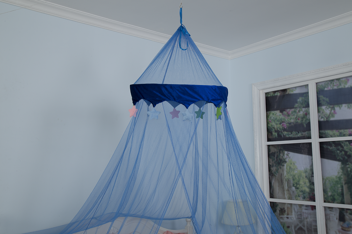 Venta al por mayor paraguas colgante niños mosquitera cama dosel con estrella de terciopelo
